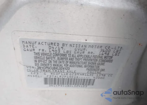 2019 Nissan Kicks S из США, поврежденный, VIN 3N1CP5CU8KL524123